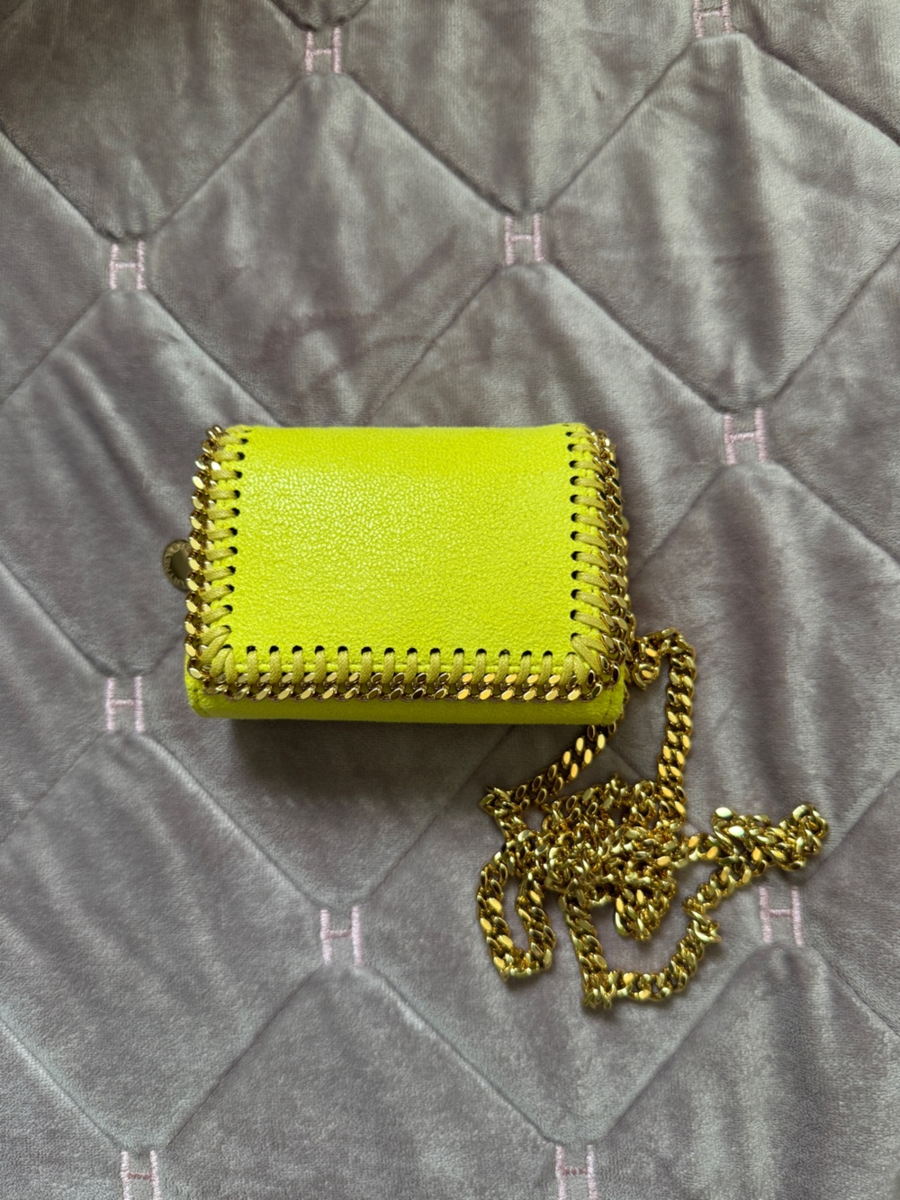 Stella McCartney Neon Yellow FALABELLA Cardholder with chain